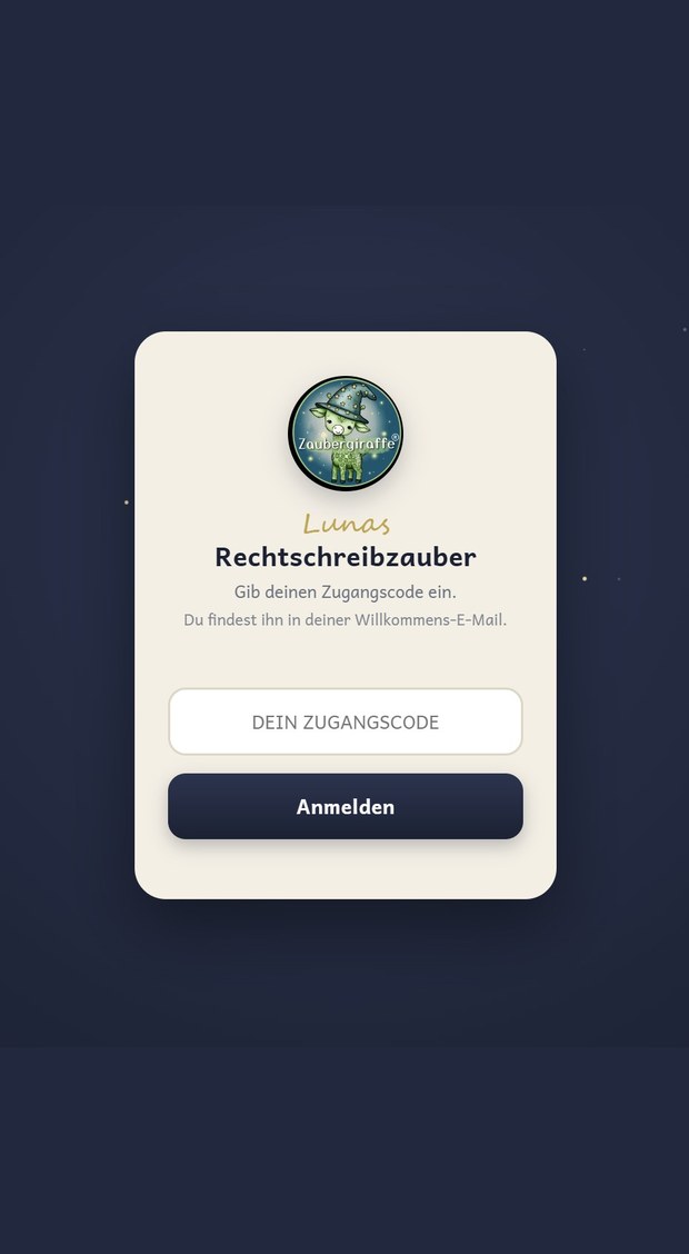 Die App: Anmeldung mit dem Zugangscode